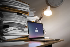 still life documents stack
