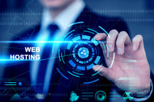website hosting concept with futuristic screen