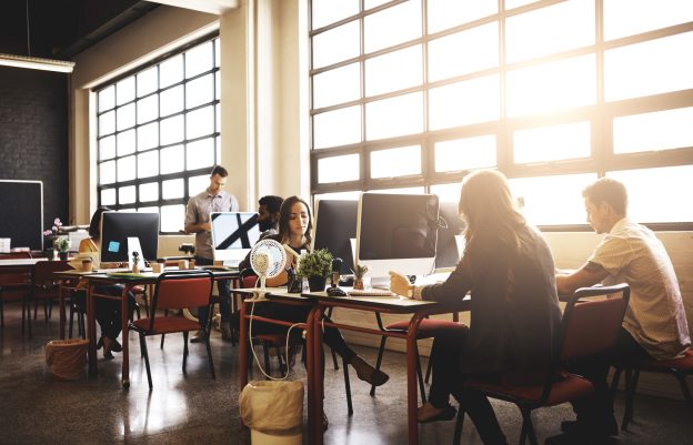 business people startup computer office creative agency planning with project design company employees coworkers with pc internet journalist with copywriting coworking