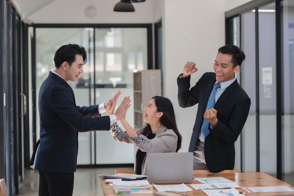 happy joyful team business people celebrating clepping excellent business achievement happy joyful team business people celebrating clepping excellent business achievement